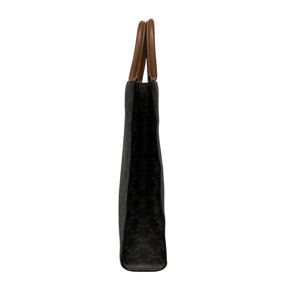 Celine Small Vertical Cabas Tote Bag Black Brown Triomphe Canvas Calf Skin - Picture 2 of 15